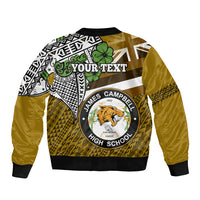 Hawaii James Campbell High School Sleeve Zip Bomber Jacket Kakau Pattern Gold Color Version LT03 - Polynesian Pride
