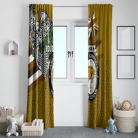 Hawaii James Campbell High School Window Curtain Kakau Pattern Gold Color Version LT03 - Polynesian Pride