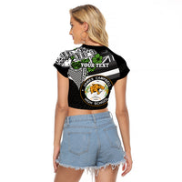 Hawaii James Campbell High School Raglan Cropped T Shirt Kakau Pattern Black Version LT03 - Polynesian Pride