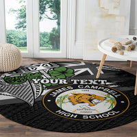 Hawaii James Campbell High School Round Carpet Kakau Pattern Black Version LT03 - Polynesian Pride