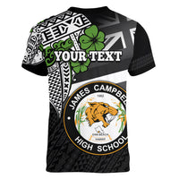 Hawaii James Campbell High School Women V Neck T Shirt Kakau Pattern Black Version LT03 - Polynesian Pride