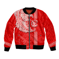 Hawaii Kalani High School Bomber Jacket Tribal Kakau Pattern LT03 Unisex Red - Polynesian Pride