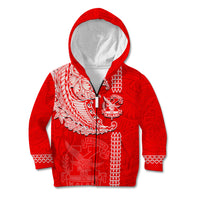 Hawaii Kalani High School Kid Hoodie Tribal Kakau Pattern LT03 Zip Hoodie Red - Polynesian Pride