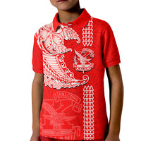 Hawaii Kalani High School Kid Polo Shirt Tribal Kakau Pattern LT03 Kid Red - Polynesian Pride