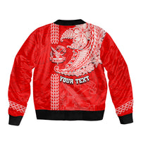 Hawaii Kalani High School Sleeve Zip Bomber Jacket Tribal Kakau Pattern LT03 - Polynesian Pride