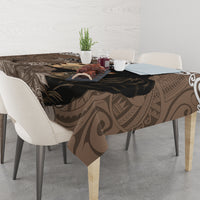 Custom New Zealand Womens Day Tablecloth Traditional Maori Woman Polynesian Pattern Brown Color LT03 - Polynesian Pride