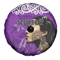 Custom New Zealand Womens Day Spare Tire Cover Traditional Maori Woman Polynesian Pattern Purple Color LT03 - Polynesian Pride