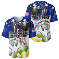 Custom Northern Mariana Islands Commonwealth Covenant Day Baseball Jersey Plumeria Flower Splash Style LT03 - Polynesian Pride