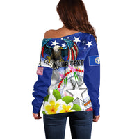 Custom Northern Mariana Islands Commonwealth Covenant Day Off Shoulder Sweater Plumeria Flower Splash Style LT03 - Polynesian Pride