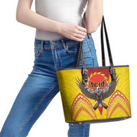 American Samoa Fautasi Race Leather Tote Bag Pago Pago-Aeto Samoan Tattoo and Eagle