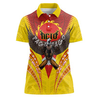 American Samoa Fautasi Race Women Polo Shirt Pago Pago-Aeto Samoan Tattoo and Eagle