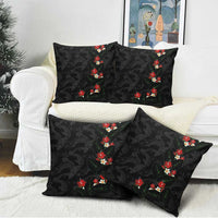 Hawaiian Taro Leaves-Hibiscus and Plumeria Pillow Cover Floral Tribal Tattoo Motif
