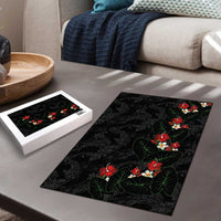 Hawaiian Taro Leaves-Hibiscus and Plumeria Puzzle Floral Tribal Tattoo Motif