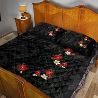 Hawaiian Taro Leaves-Hibiscus and Plumeria Quilt Bed Set Floral Tribal Tattoo Motif