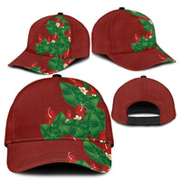 Hawaiian Taro Leaves-Hibiscus and Plumeria Classic Cap Polynesian Art-Kakau Tattoo Red
