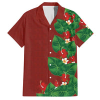 Hawaiian Taro Leaves-Hibiscus and Plumeria Hawaiian Shirt Polynesian Art-Kakau Tattoo Red