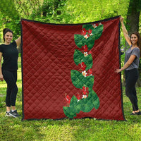 Hawaiian Taro Leaves-Hibiscus and Plumeria Quilt Polynesian Art-Kakau Tattoo Red