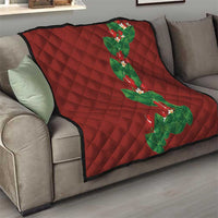 Hawaiian Taro Leaves-Hibiscus and Plumeria Quilt Polynesian Art-Kakau Tattoo Red