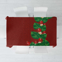 Hawaiian Taro Leaves-Hibiscus and Plumeria Tablecloth Polynesian Art-Kakau Tattoo Red