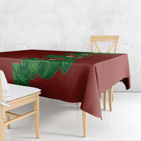 Hawaiian Taro Leaves-Hibiscus and Plumeria Tablecloth Polynesian Art-Kakau Tattoo Red
