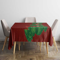 Hawaiian Taro Leaves-Hibiscus and Plumeria Tablecloth Polynesian Art-Kakau Tattoo Red
