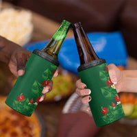 Hawaiian Taro Leaves-Hibiscus and Plumeria 4 in 1 Can Cooler Tumbler Polynesian Art-Kakau Tattoo Green