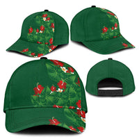 Hawaiian Taro Leaves-Hibiscus and Plumeria Classic Cap Polynesian Art-Kakau Tattoo Green
