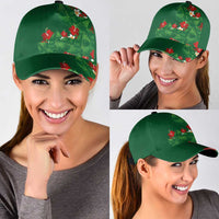 Hawaiian Taro Leaves-Hibiscus and Plumeria Classic Cap Polynesian Art-Kakau Tattoo Green