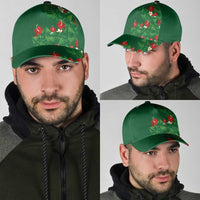 Hawaiian Taro Leaves-Hibiscus and Plumeria Classic Cap Polynesian Art-Kakau Tattoo Green