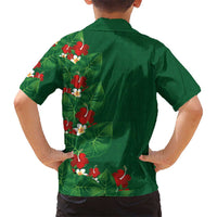 Hawaiian Taro Leaves-Hibiscus and Plumeria Family Matching Mermaid Dress and Hawaiian Shirt Polynesian Art-Kakau Tattoo Green LT03 - Polynesian Pride