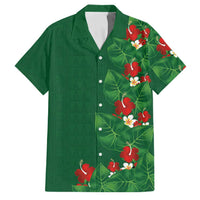 Hawaiian Taro Leaves-Hibiscus and Plumeria Family Matching Short Sleeve Bodycon Dress and Hawaiian Shirt Polynesian Art-Kakau Tattoo Green LT03 Dad's Shirt - Short Sleeve Green - Polynesian Pride