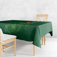 Hawaiian Taro Leaves-Hibiscus and Plumeria Tablecloth Polynesian Art-Kakau Tattoo Green
