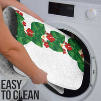 Hawaiian Taro Leaves-Hibiscus and Plumeria Bathroom Set Polynesian Art-Kakau Tattoo White