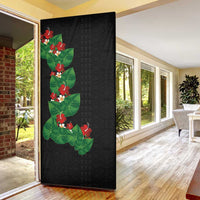 Hawaiian Taro Leaves-Hibiscus and Plumeria Door Cover Polynesian Art-Kakau Tattoo Black
