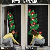 Hawaiian Taro Leaves-Hibiscus and Plumeria Door Cover Polynesian Art-Kakau Tattoo Black