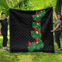 Hawaiian Taro Leaves-Hibiscus and Plumeria Quilt Polynesian Art-Kakau Tattoo Black