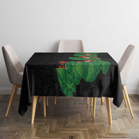 Hawaiian Taro Leaves-Hibiscus and Plumeria Tablecloth Polynesian Art-Kakau Tattoo Black