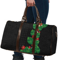 Hawaiian Taro Leaves-Hibiscus and Plumeria Travel Bag Polynesian Art-Kakau Tattoo Black