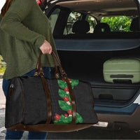 Hawaiian Taro Leaves-Hibiscus and Plumeria Travel Bag Polynesian Art-Kakau Tattoo Black