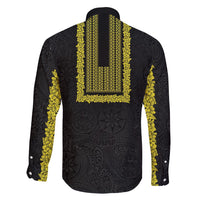 Philippines Polynesian Jasmine Pattern Family Matching Tank Maxi Dress and Hawaiian Shirt With Barong Tagalog Black Style