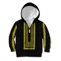 Philippines Polynesian Jasmine Pattern Kid Hoodie With Barong Tagalog Black Style