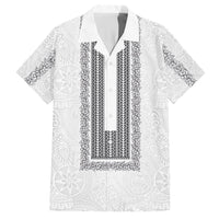 Philippines Polynesian Jasmine Pattern Family Matching Summer Maxi Dress and Hawaiian Shirt With Barong Tagalog White Style