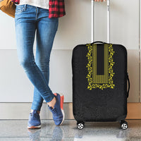 Philippines Polynesian Floral Pattern Luggage Cover With Barong Tagalog Black Style