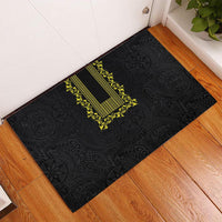 Philippines Polynesian Floral Pattern Rubber Doormat With Barong Tagalog Black Style