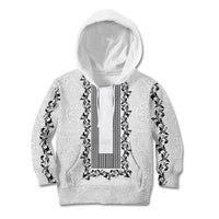 Philippines Polynesian Floral Pattern Kid Hoodie With Barong Tagalog White Style