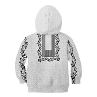 Philippines Polynesian Floral Pattern Kid Hoodie With Barong Tagalog White Style