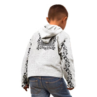 Philippines Polynesian Floral Pattern Kid Hoodie With Barong Tagalog White Style