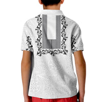 Philippines Polynesian Floral Pattern Kid Polo Shirt With Barong Tagalog White Style