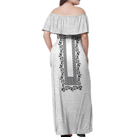 Philippines Polynesian Floral Pattern Off Shoulder Maxi Dress With Barong Tagalog White Style