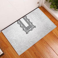 Philippines Polynesian Floral Pattern Rubber Doormat With Barong Tagalog White Style